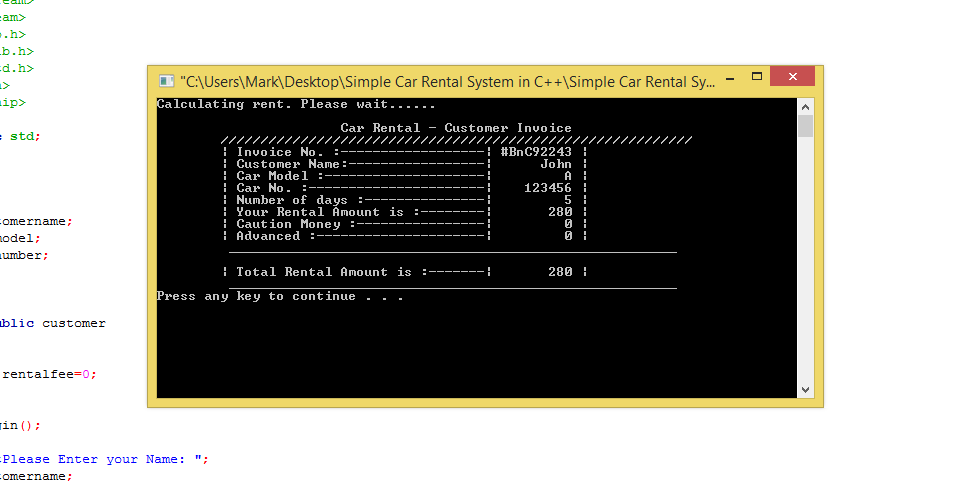 Car Rental System In C++ With Source Code | SourceCodester